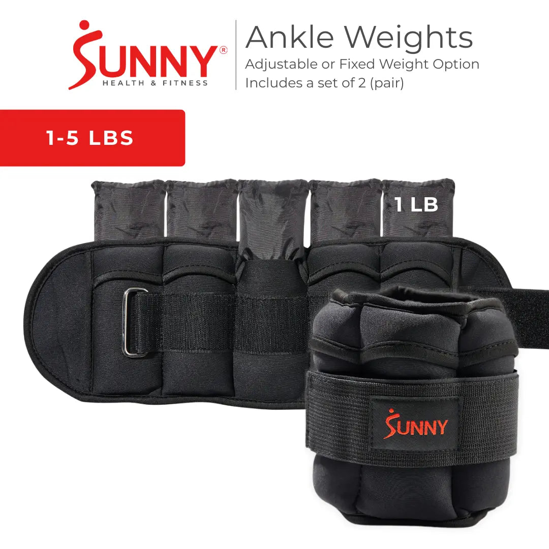 Day1Fitness Adjustable Ankle Weights Set of 2 1-5 Lbs 1Lb Removable Weights Padded Durable Sweat Resistant Customizable Fit for Home Gym Workouts Walking Running Jogging Cardio Pilates Strength Training Aerobics Fitness Exercise Toning Endurance Muscle Building