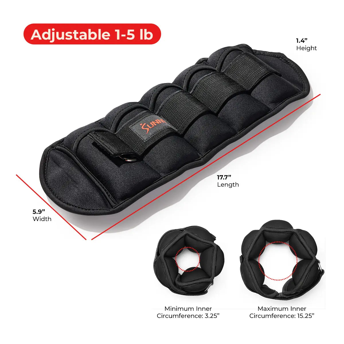 Day1Fitness Adjustable Ankle Weights Set of 2 1-5 Lbs 1Lb Removable Weights Padded Durable Sweat Resistant Customizable Fit for Home Gym Workouts Walking Running Jogging Cardio Pilates Strength Training Aerobics Fitness Exercise Toning Endurance Muscle Building