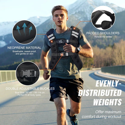 Vevor 12 lbs Adjustable Weighted Vest with Reflective Stripe for Strength Training, Running, and Fitness
