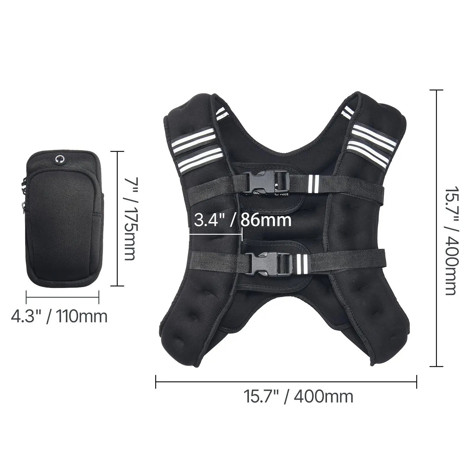 Vevor 12 lbs Adjustable Weighted Vest with Reflective Stripe for Strength Training, Running, and Fitness